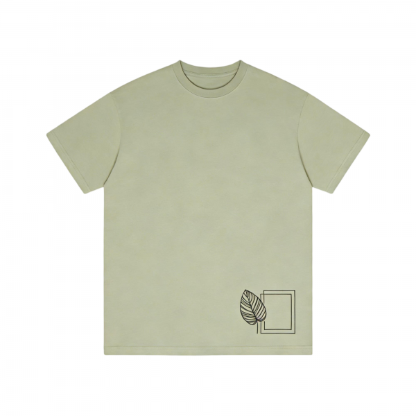 Geometric Frame & Leaf T-Shirt